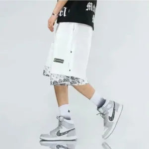 Paisley Print Shorts Men Summer Side Button Design Loose Beach Athletic Casual Streetwear Hybrid Lounge Short Pants for Men 401